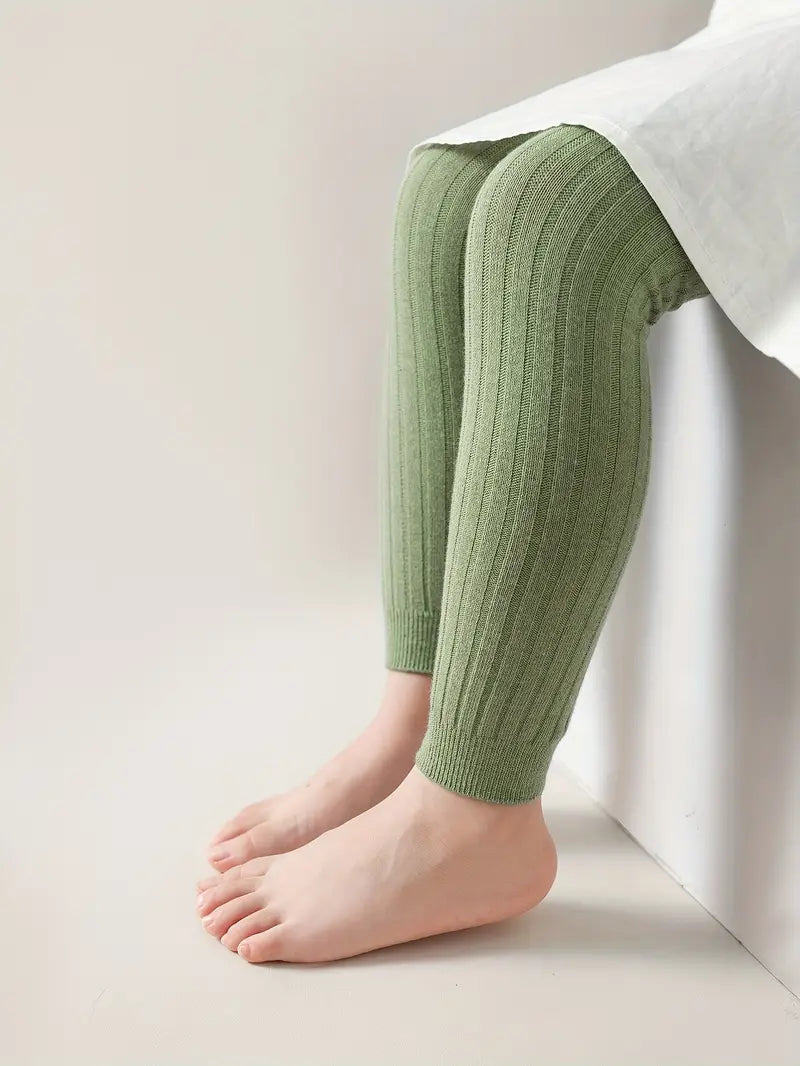 Pantalon Legging Fille Tricoté – Collant Côtelé Extensible et Confortable
