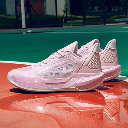 Baskets garçon – Chaussures de sport rose respirantes avec semelle antidérapante pour basketball