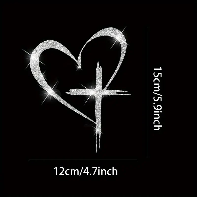 Autocollant Voiture Cœur Brillant Argenté – Sticker Décoratif Amour et Élégance