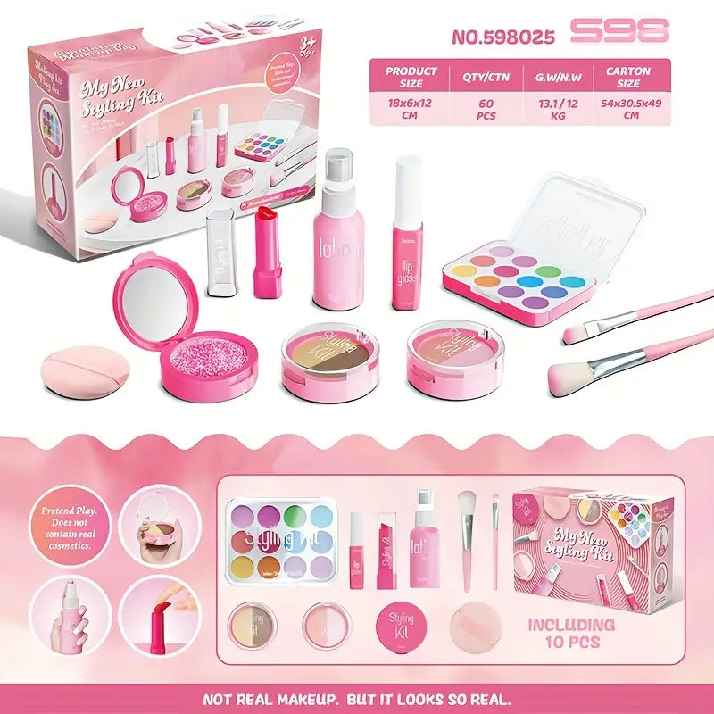 Coffret Maquillage Enfant Non Toxique, coloris Maison de jeu pour filles rose