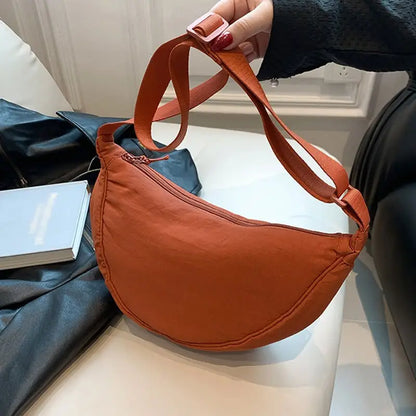 Sac Porté Épaule Femme en Tissu Coton Orange – Léger et Décontracté