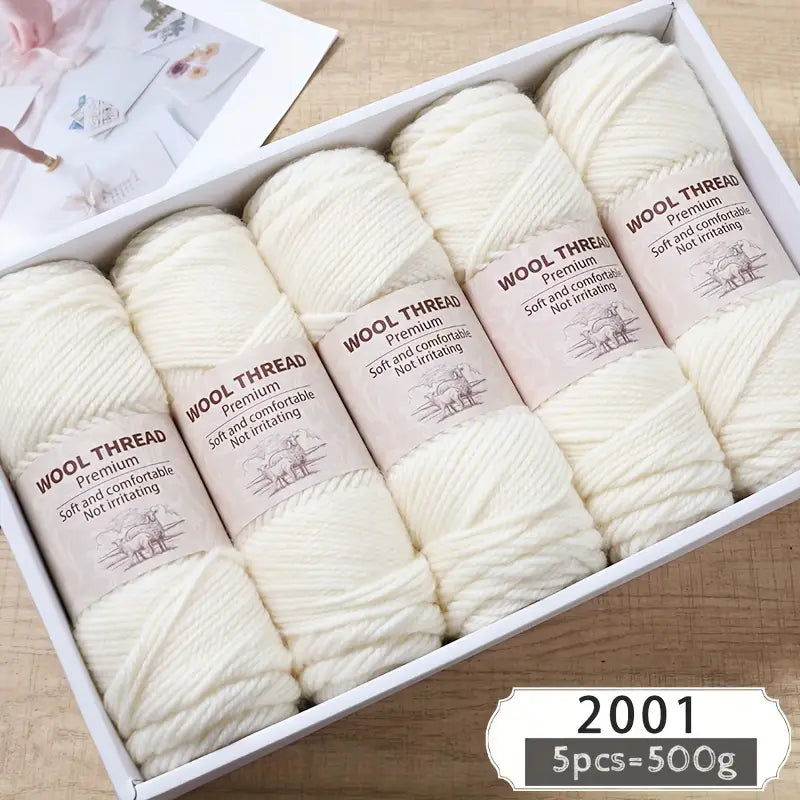Lot de 5 Pelotes de Laine  Premium – Fil Doux et Confortable pour Tricot & Crochet (500g