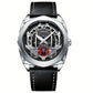 Montre homme automatique squelette – Design mécanique noir et or rose avec bracelet cuir