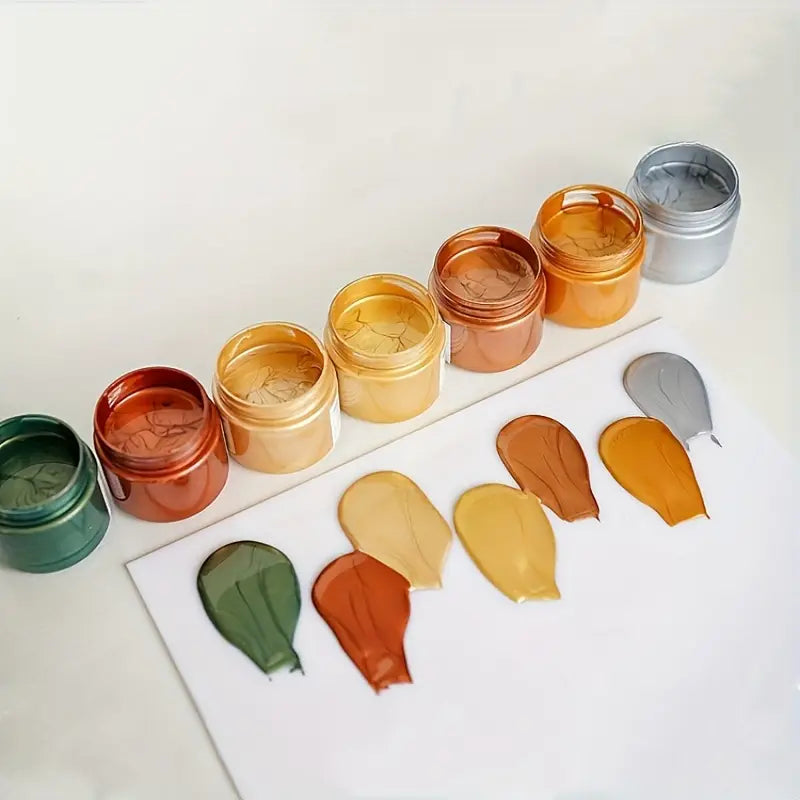 Peinture Acrylique Effet Métallisé – Lot de 7 Pots | Couleurs Riches pour Créations Artistiques, DIY, Toile & Décoration