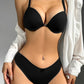 Ensemble lingerie femme push-up – Soutien-gorge à armatures avec culotte nœud chic