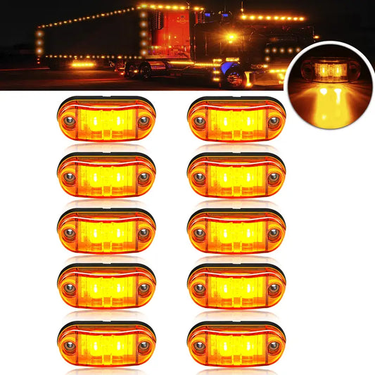 Lot de 10 Feux de Gabarit LED Ambre – Éclairage Latéral Étanche 12V pour Camion, Remorque, Caravane