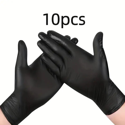 Gants Jetables Noirs en Nitrile (20 Pièces) – Résistants, Sans Latex, Idéal pour Nettoyage, Cuisine, Tattoo et Soins