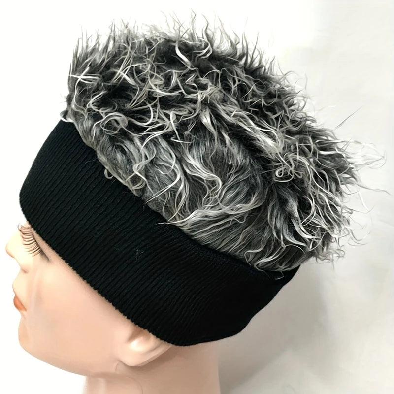 Bandeau Perruque Homme avec Cheveux Gris Bouclés – Effet Naturel & Look Sport Décontracté