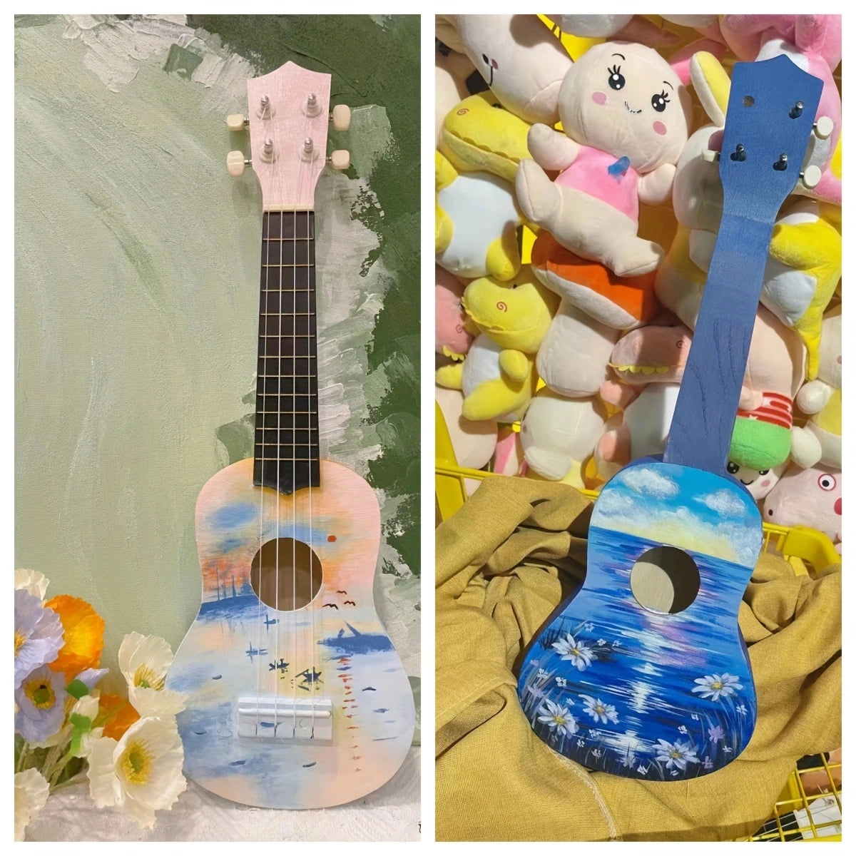 Corps de Guitare/Ukulélé Décoratif – Motif Rond/Cœur, Idéal DIY ou Déco Murale Musicale