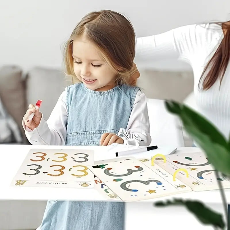 Ardoise Effaçable d’Apprentissage des Chiffres – Tracé des Nombres pour Enfants Montessori (0 à 10)