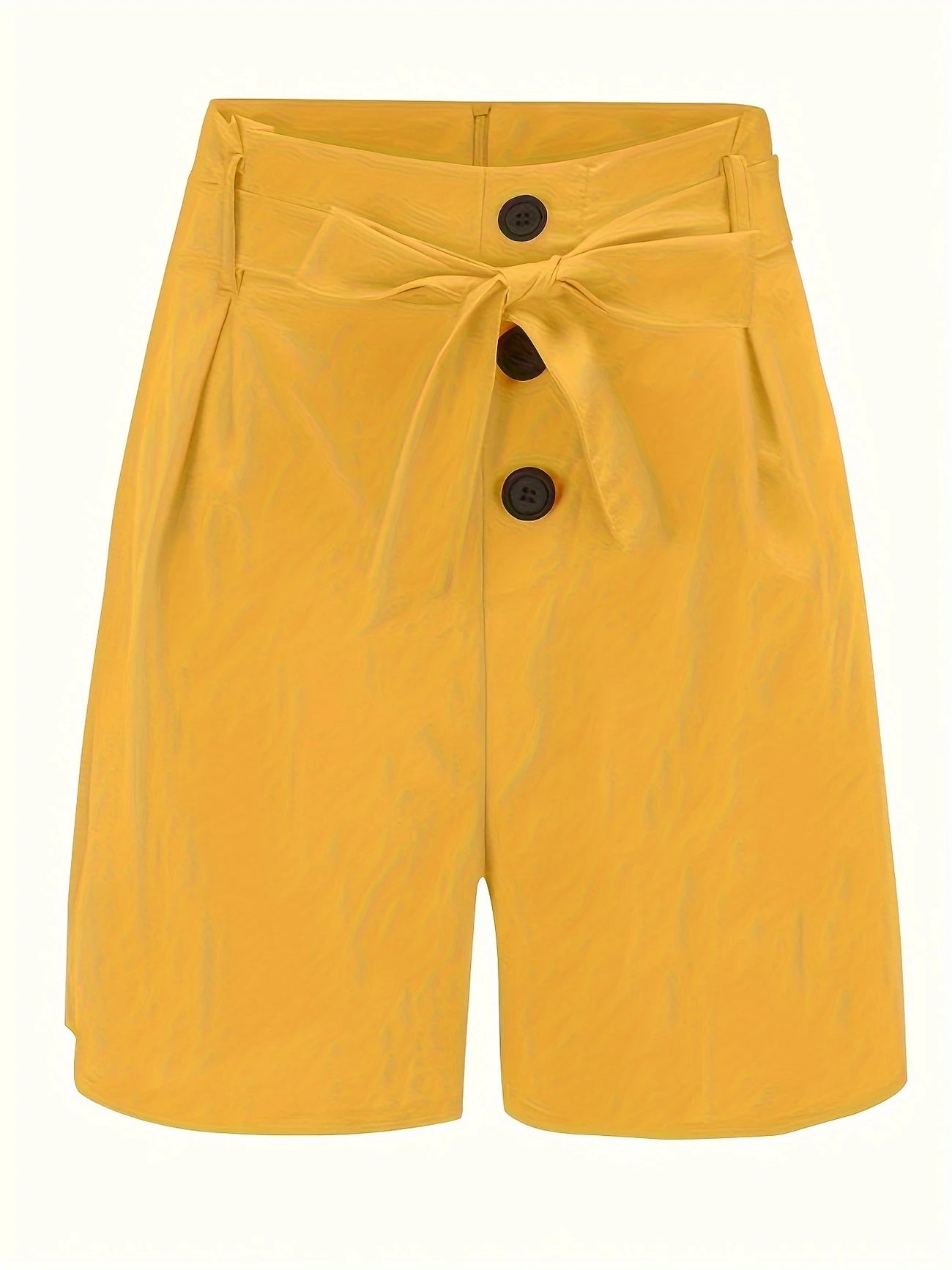 Short de Plage Femme à Ceinture Nouée – Taille Haute avec Boutons, Élégant & Léger pour l’Été