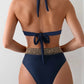 Bikini Femme – Ensemble Taille Haute Glamour avec Détails Tressés Luxueux