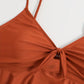 Bikini tankini à volants – Haut à bretelles corail et culotte taille haute à fleurs