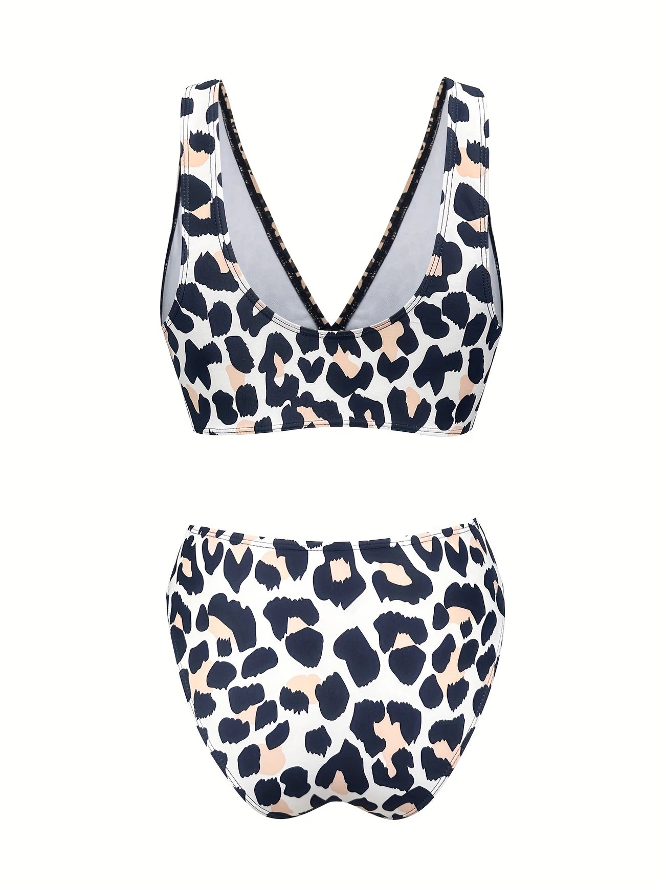 Bikini Femme Taille Haute Léopard – Maillot de Bain Deux Pièces Élégant et Tendance