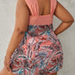 Tankini femme grande taille corail à imprimé tropical – Élégance et maintien à la plage