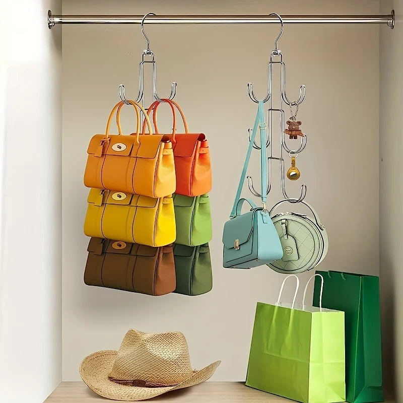 Cintre Métallique à 6 Crochets pour Sacs à Main – Rangement Vertical Robuste et Gain de Place pour Dressing