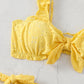 Ensemble Maillot de Bain Femme Jaune à Volants – Haut Noué & Culotte à Nœuds Latéraux