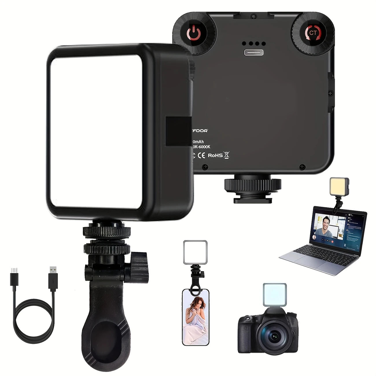 Éclairage LED Portable avec Trépied et Support – Lampe de Studio pour Smartphone, Appareil Photo et Vidéo