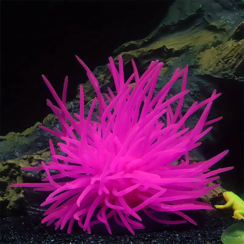 Plante Aquarium Fluorescente en Silicone – Anémone Artificielle Souple pour Décor Aquatique