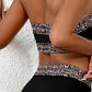 Ensemble Bikini Bandeau Noir à Détails Léopard – Taille Haute Sculptante & Sans Bretelles
