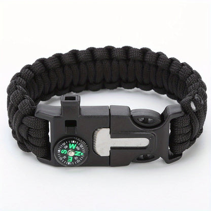 Bracelet de Survie Paracorde 5 en 1 – Boussole, Sifflet, Pierre à Feu & Couteau