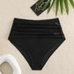 Bas de Bikini Femme Taille Haute Froncée – Effet Ventre Plat, Confort & Élégance