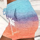 Short de Plage Femme Dégradé Sunset – Taille Élastique, Palmier & Message "Live Simply"