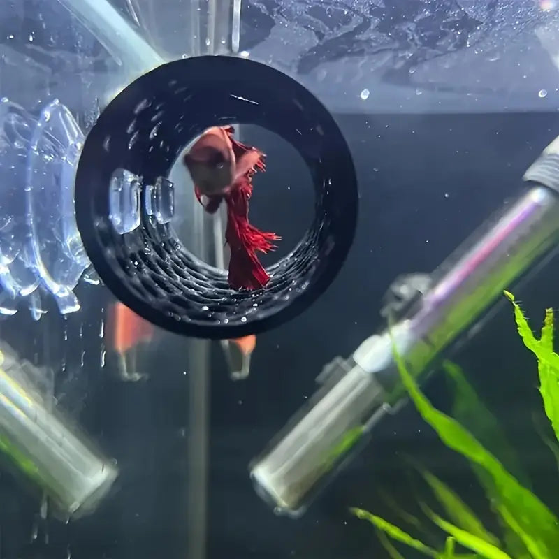 Cachette pour Poissons en Forme de Tunnel – Refuge en Plastique avec Ventouses pour Aquarium Betta et Guppys