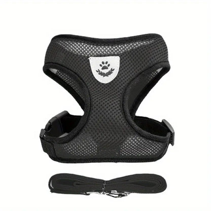 Harnais Respirant Réglable pour Chien avec Laisse – Gilet de Promenade Confortable et Sécurisé pour Petit et Moyen Chien