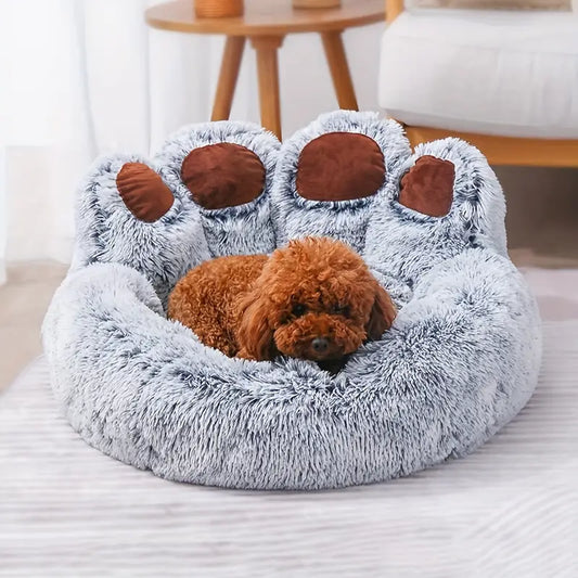 Coussin Géant en Forme de Patte pour Chat et Petit Chien – Lit Moelleux et Original en Fausse Fourrure