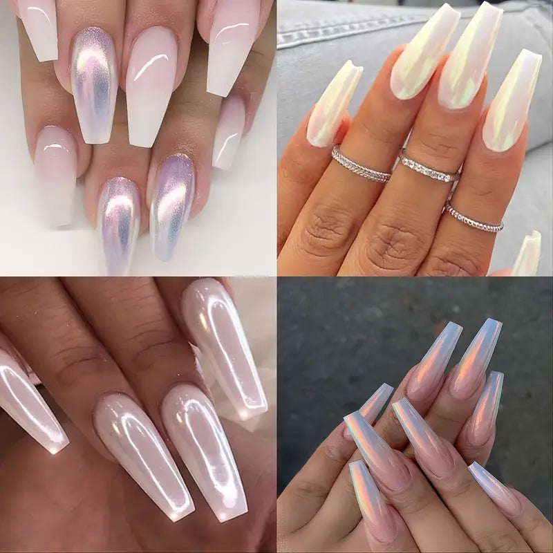 Kit Vernis en Poudre Effet Chrome Sirène – 6 Couleurs Pastel Irisées + Applicateurs