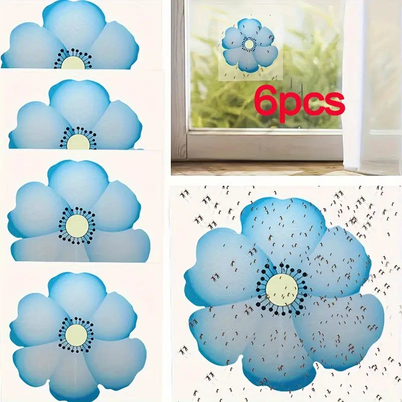 Lot de 6 Fleurs Anti-Mouches Adhésives – Pièges à Insectes Discrets et Efficaces pour Fenêtres et Intérieur