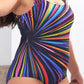Maillot de bain une pièce galbant à rayures pastel – Confort et style grande taille