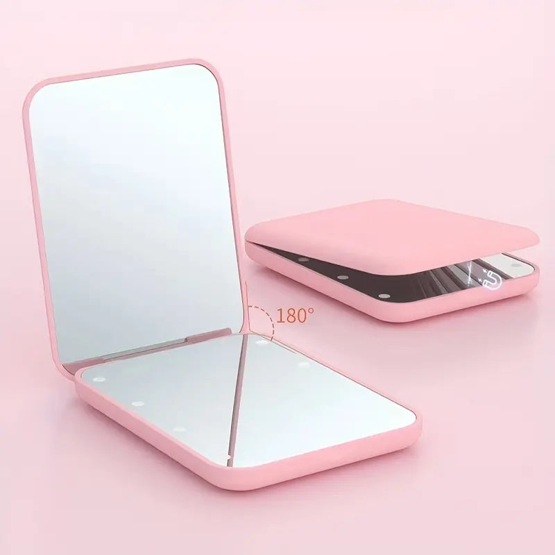 Miroir de Maquillage LED Pliable – Compact, Réglable et Portable pour Sac à Main ou Voyage
