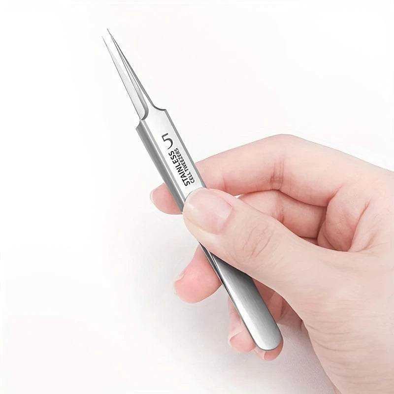 Pince à Épiler de Précision Ultra-Fine en Acier Inox – Idéale pour Poils Incarnés, Points Noirs et Soins du Visage