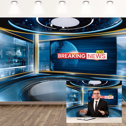 Toile de Fond Studio Breaking News – Décor Professionnel pour Vidéos, Lives & Interviews