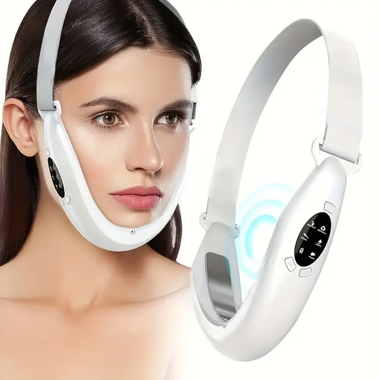 Masseur Électrique Raffermissant Visage et Menton – Anti Double-Menton avec Thérapie EMS et Lumière LED