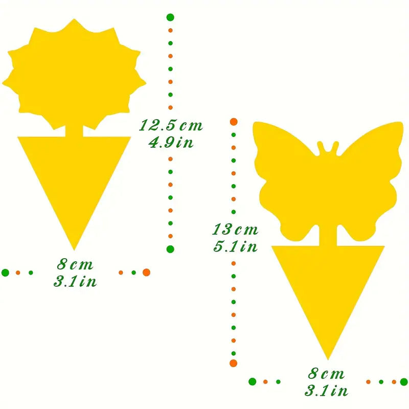 Pièges Jaunes Adhésifs Anti-Insectes Volants – Formes Papillon et Fleur, Écologiques et Sans Produits Chimiques, Idéal pour Plantes et Jardins