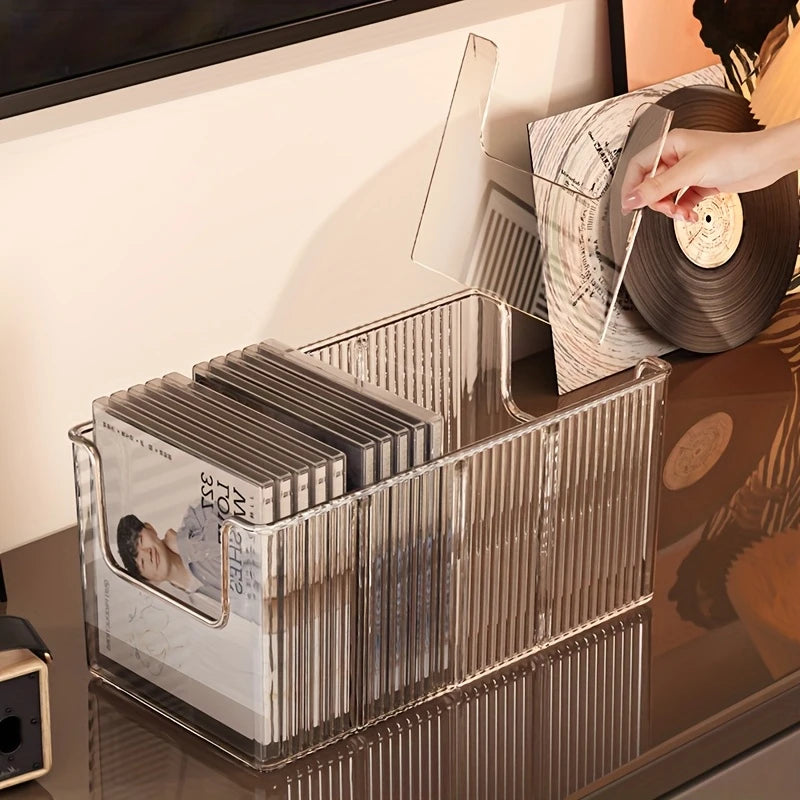 Boîte de Rangement Transparente pour CD – Design Strié & Grande Capacité