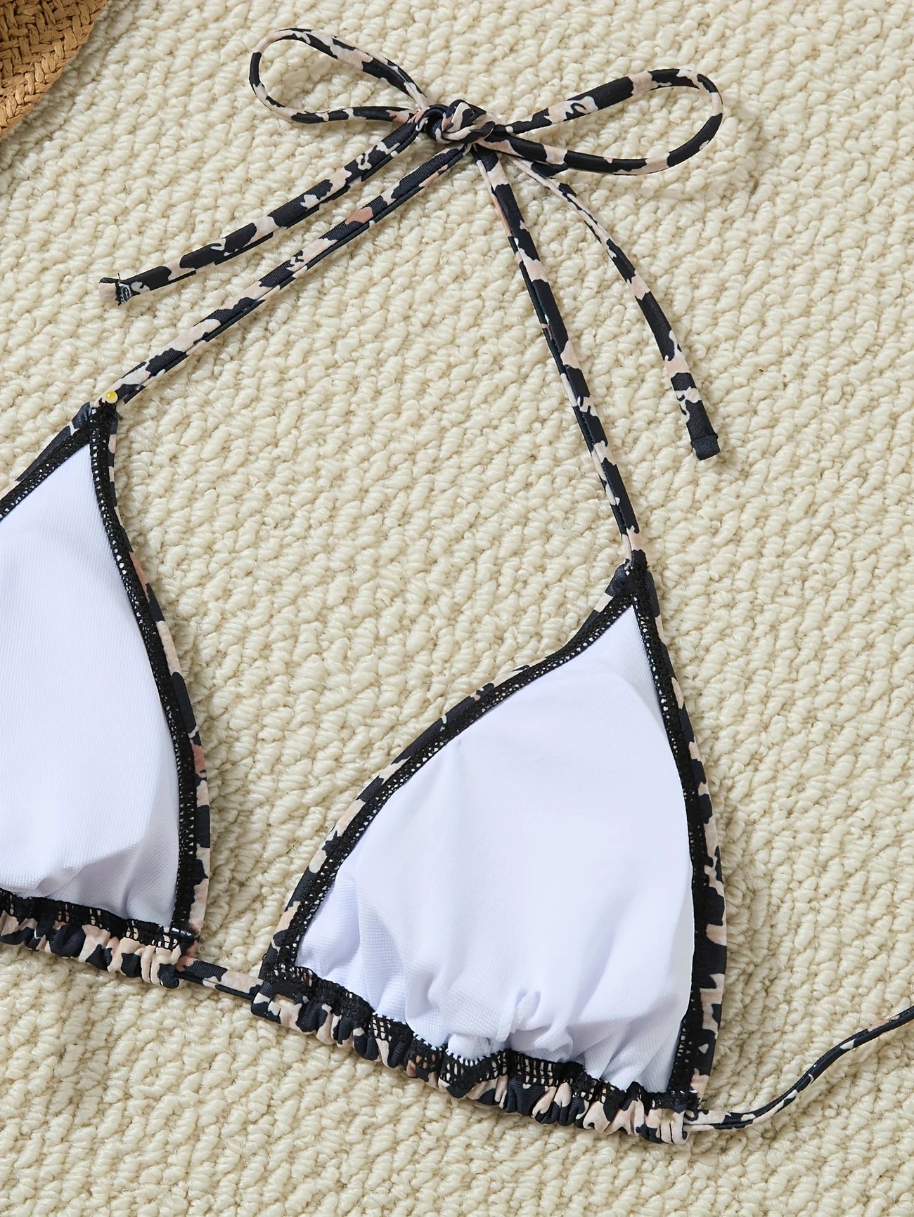 Haut de Bikini Femme Triangle – Imprimé Léopard, Style Sauvage & Bretelles à Nouer