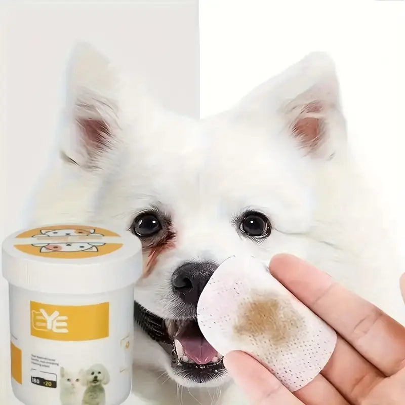 Lingettes Nettoyantes pour Yeux de Chats et Chiens – 200 Disques Doux pour Entretien des Larmes et Saletés
