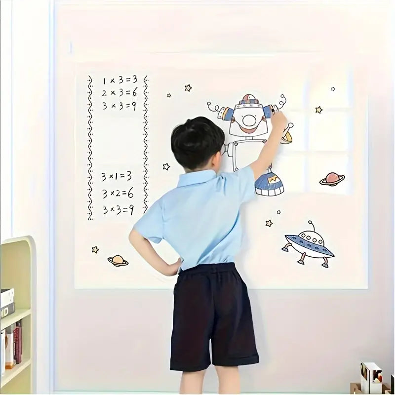 Sticker Tableau Blanc Effaçable pour Mur – Grande Surface Autocollante pour Dessin et Apprentissage en Classe