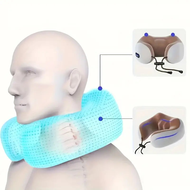 Coussin Masseur Électrique Cervical – Chauffant, Vibrant et Ergonomique pour Détente de la Nuque et des Épaules