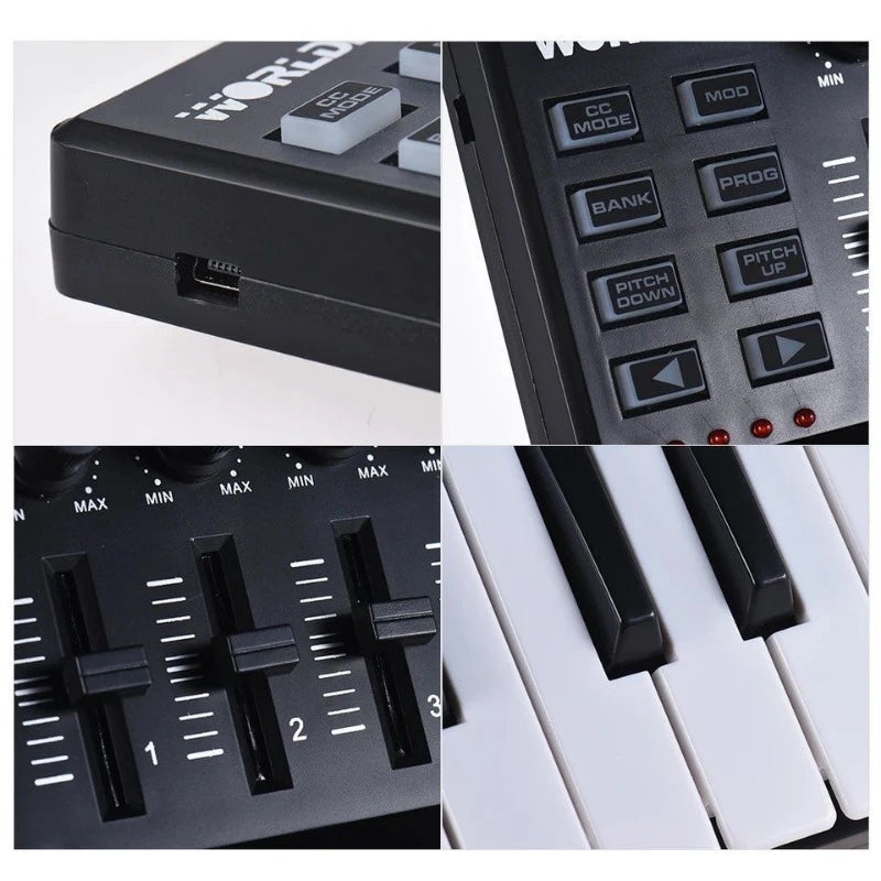 Clavier MIDI USB 25 touches – Contrôleur compact avec 8 pads pour production musicale nomade