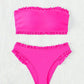 Bikini bandeau à volants taille haute – Élégance minimaliste pour vos journées plage