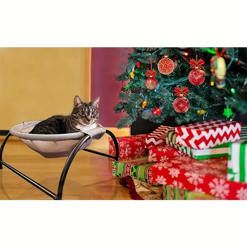 Lit Suspendu pour Chat avec Structure Métallique – Panier Respirant et Design Élevé pour Repos Confortable