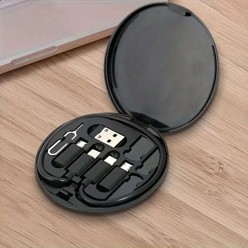 Kit de Câbles et Adaptateurs USB Multifonction – Boîte de Charge Compacte et Universelle pour Smartphone, USB-C, Micro USB, Lightning