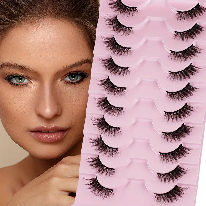 Lot de 10 Paires de Faux Cils Naturels – Légers, Réutilisables et Faciles à Appliquer pour un Regard Élégant