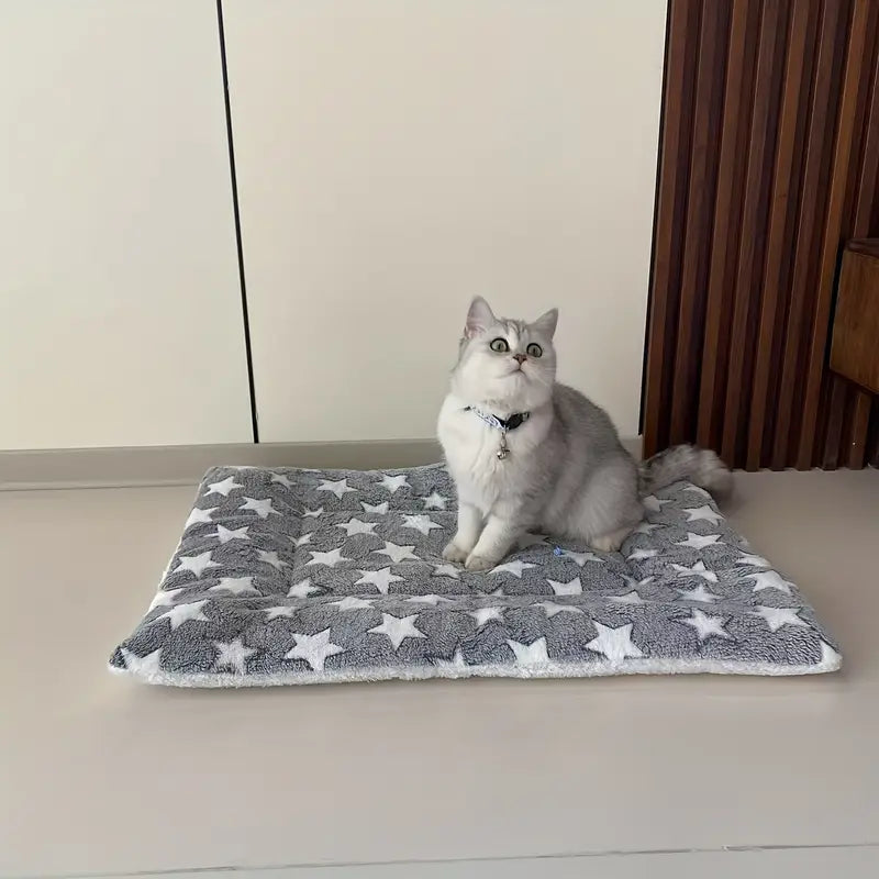 Tapis Douillet pour Animaux – Coussin Moelleux Étoilé pour Chien ou Chat, Lavable et Antidérapant