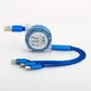 Câble 3-en-1 Rétractable Rose – USB vers Lightning, Type-C et Micro USB – Charge Rapide et Compact pour Tous Appareils